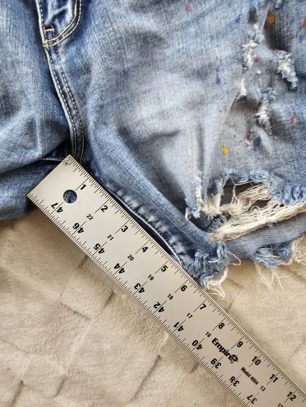 Judy Blue Paint Splatter Jean Short Womens 1XL Blue Stretch Denim